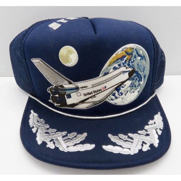 1980s Vintage NASA Space Shuttle STS Snapback Trucker Hat Cap - Picture 1 of 4
